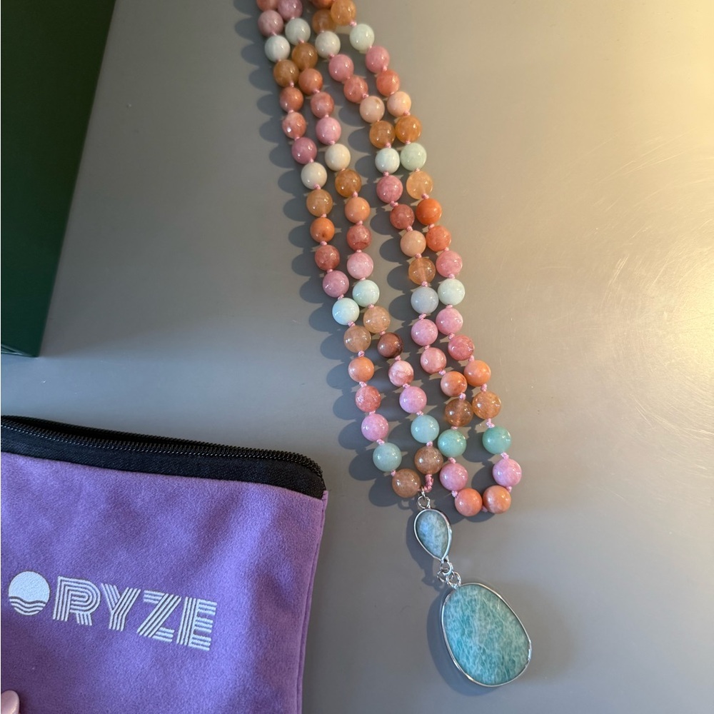 Ryze Naturally You Beaded Necklace with Pendant Natural Stones Coral Coast 🪸